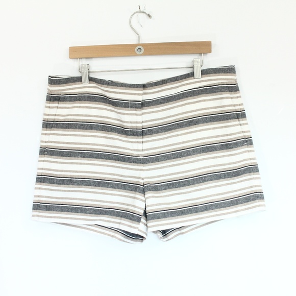 Ann Taylor Pants - Ann Taylor Linen Shorts sz 14 women Pockets Stripe
